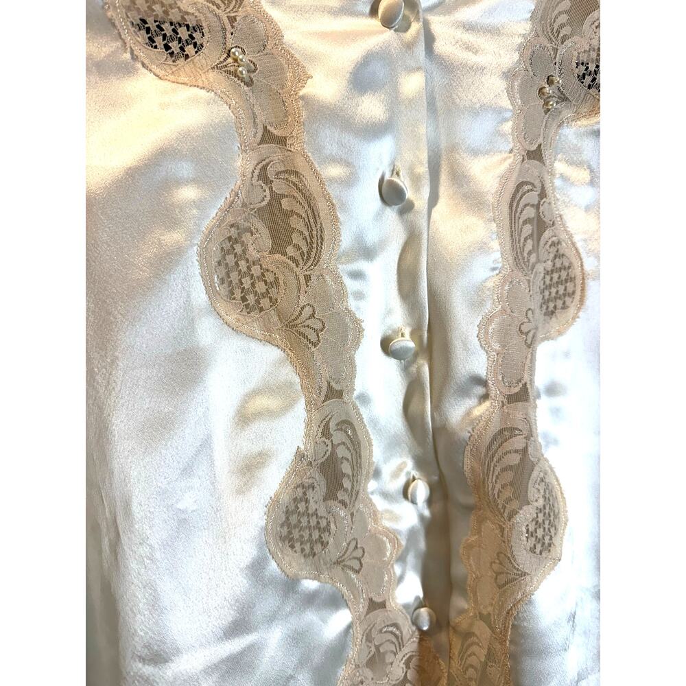 Vintage Victoria's Secret Gold Label Satin and Lace Button Front Bed Jacket - Picture 4 of 12